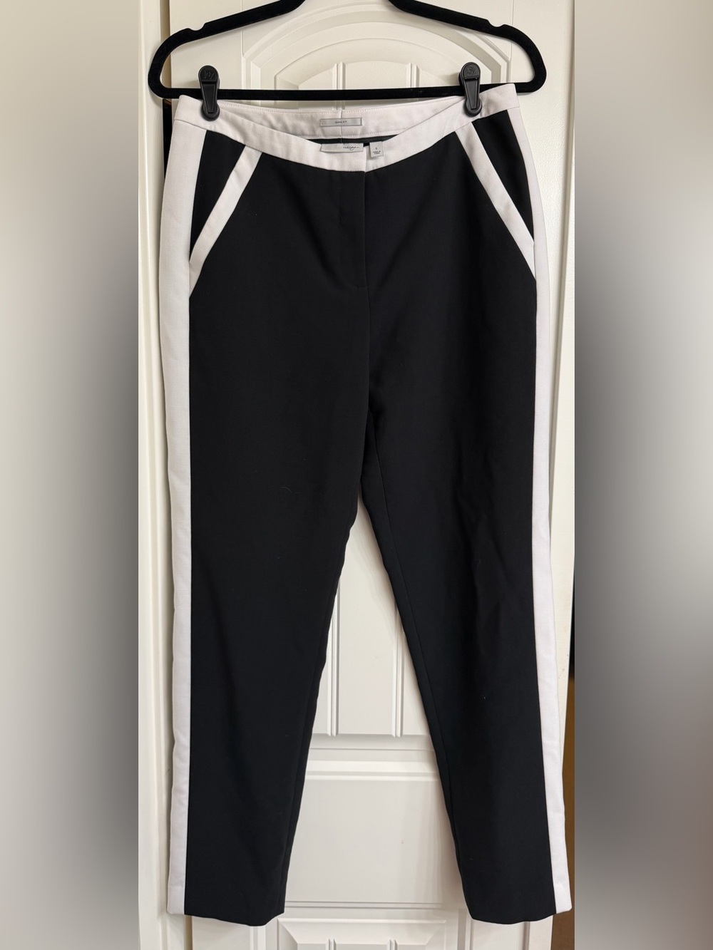 Halogen Tuxedo Trousers Black White Colorblock Side Stripe Pants Size 6